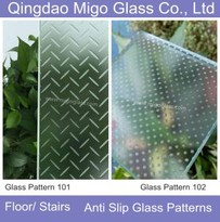 Kislinsko stisnjeno steklo proti zdrsu za tla s prehodnim steklom